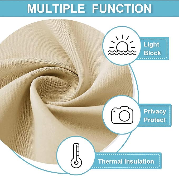 RYB HOME Large Curtains for Living Room 84 inches Length, W 70 x L 84, Biscotti - Image 6