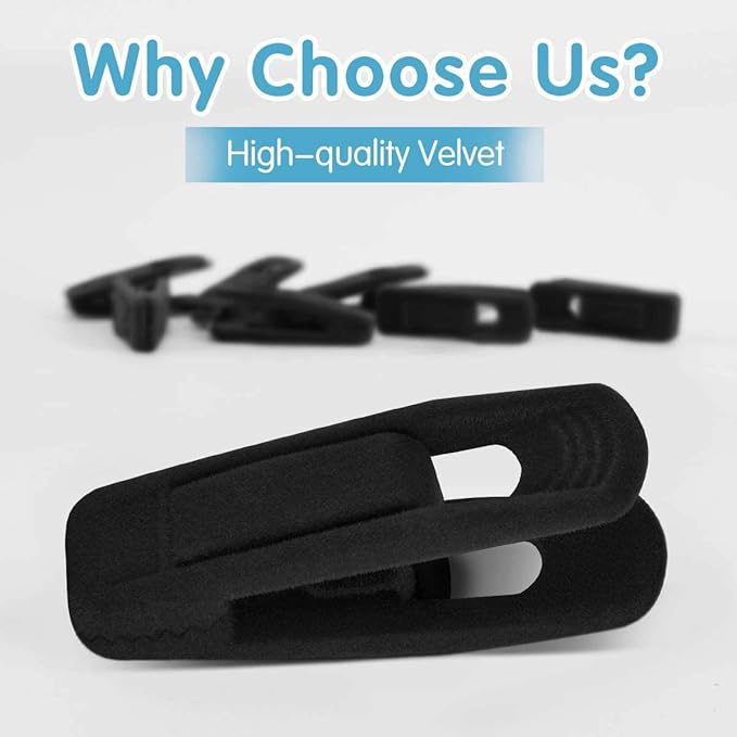 Black Velvet Hangers Clips, Non-Slip Strong Velvet Hangers Clips - Image 3