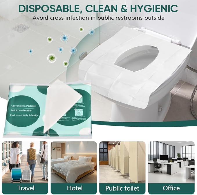 90 Pcs Disposable Flushable Paper Toilet Seat Covers Travel Supplies Essentials - Image 6