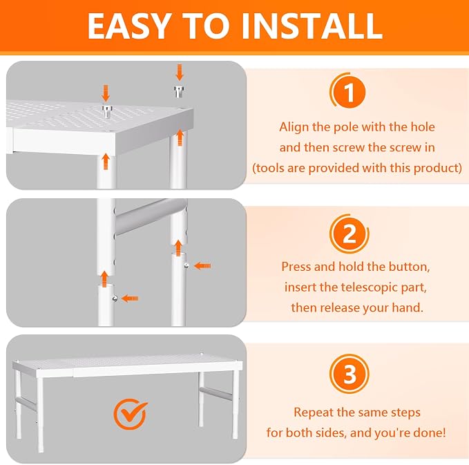 Expandable adjustable stackable kitchen organizer, Spice Racks, Counter Shelf - Image 5