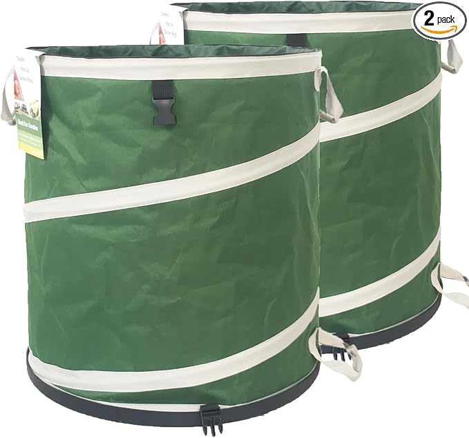 2-Pack 32 Gallon Collapsible Trash Can Solid Bottom by TespherCreationsforYardWorkLawnsCarePatioGardeningOutdoorCampingandRVTrips