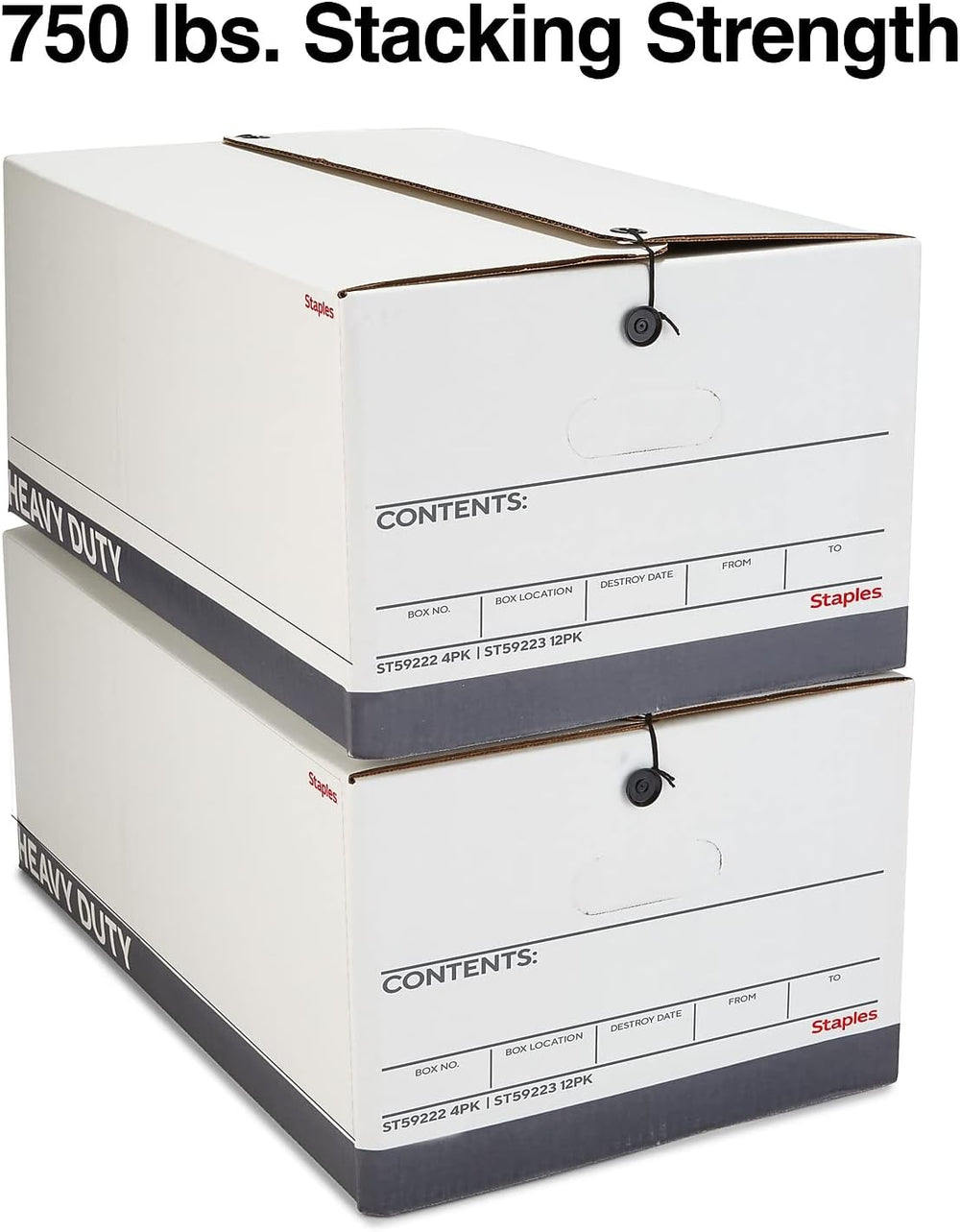STAPLES Storage & Filing Box, Letter Size, Stackable, 4-Pack, White/Gray
