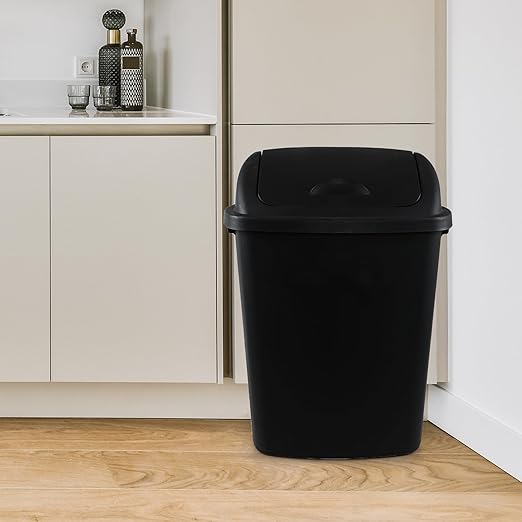 4 Pack Plastic Swing-Top Trash Can, 10 Gallon Plastic Kitchen Trash Can - Image 6