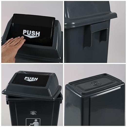 6 Gallon Plastic Swing Lid Garbage Can, Office Trash Can - Image 2