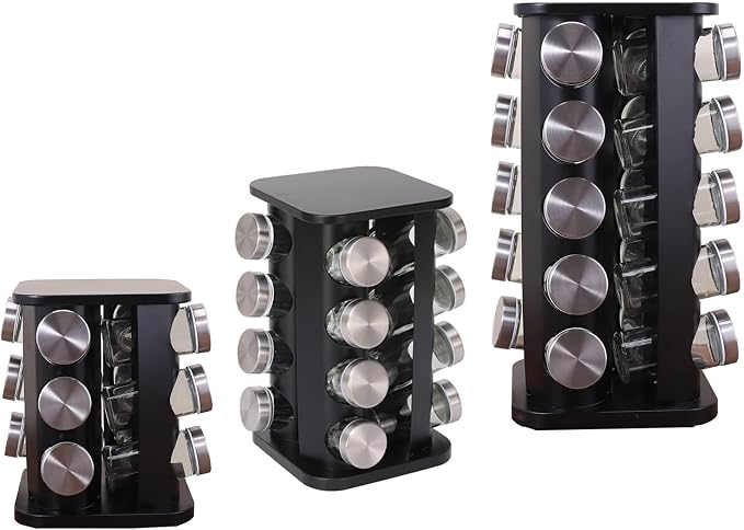 Spice Rack, Rotating Countertop Spice Rack Organizer, 16 Jars, Stainless Steel - Image 8