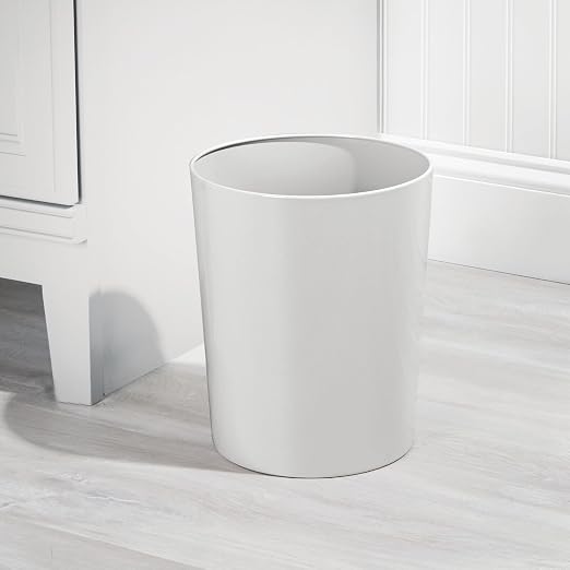 mDesign Round Metal Small 1.7 Gallon Recycle Trash Can Wastebasket, Garbage - Image 2