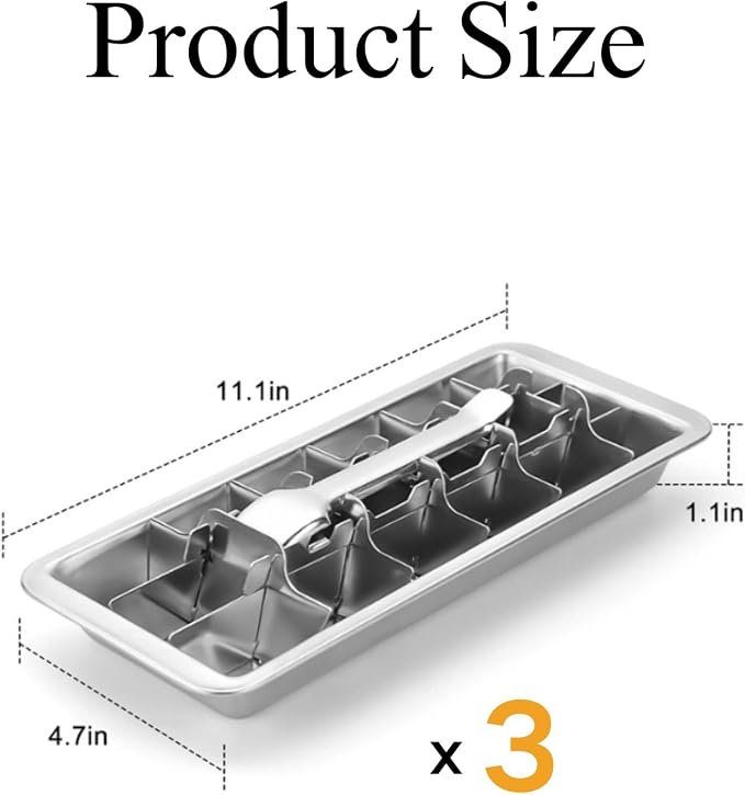 3 Pack Stainless Steel Ice Cube Trays, 18 Slot Ice Tray - Image 6