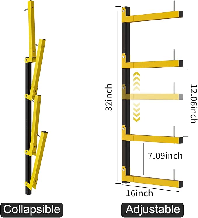 Lumber Storage Rack, Upgrade Cantilever Folding Lumber Rack Wall Mount - Image 2