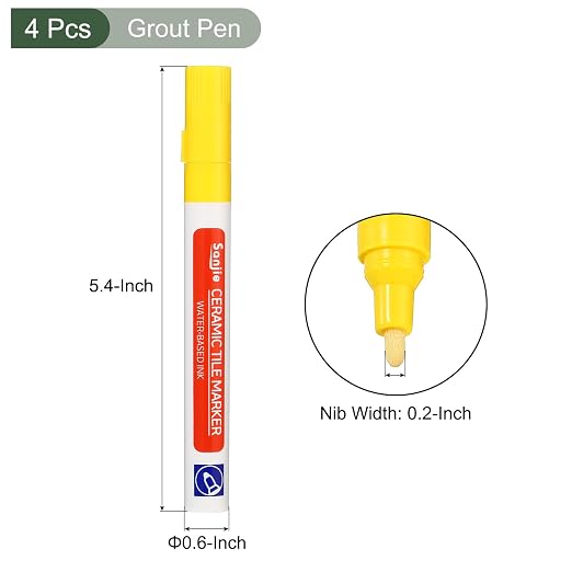 YOKIVE 4 Pcs Grout Paint Pen, Waterproof Yellow Paint Tile Marker, Restoring - Image 2