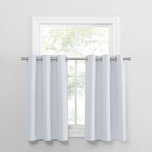 PONY DANCE Greyish White Small Window Curtain Panels Room Darkening Curtain by PONYDANCE