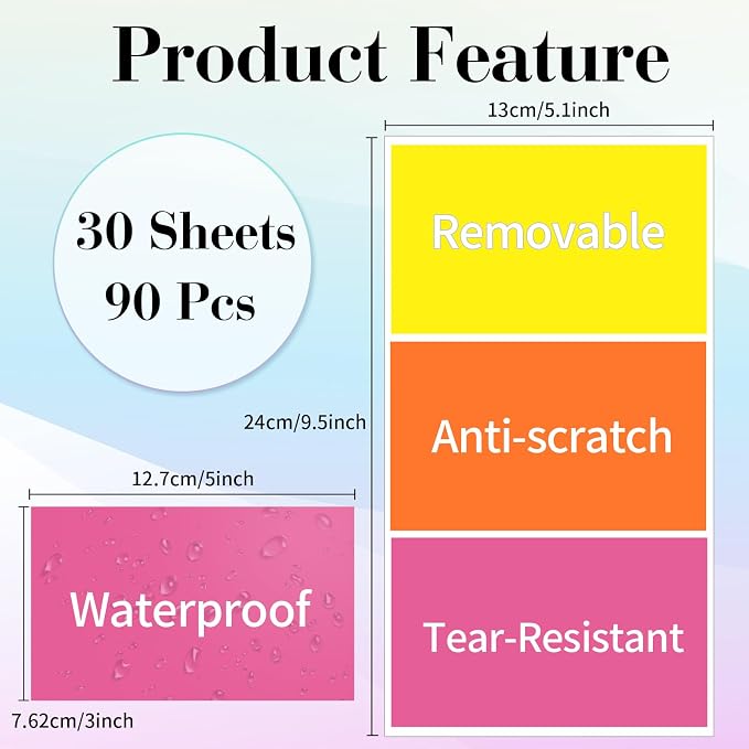 STARLIBOO Removable Colored Labels Stickers, 3X5 Inch Removable Large Label - Image 2