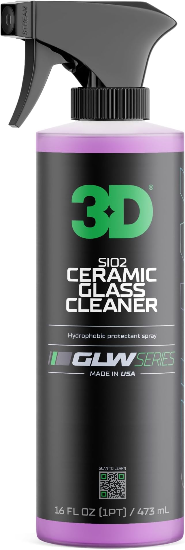 3D SiO2 Ceramic Glass Cleaner, GLW Series | Water & Rain Repellent | by 3DCarCare