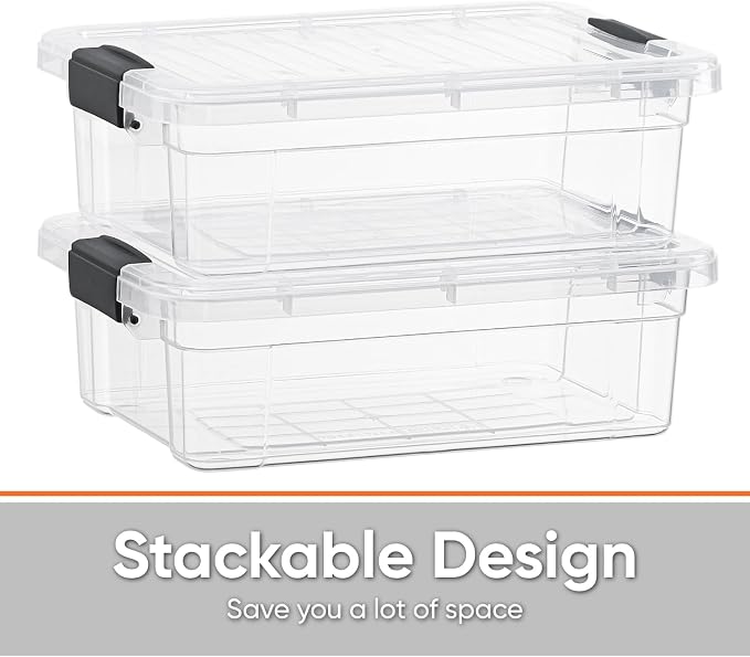 Superio Storage Bins with Lids- 4 Pack, 4.5 Qt Clear Boxes - Image 4