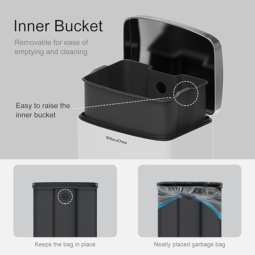 30L/8 Gallon Stainless Steel Garbage Bin - Image 3