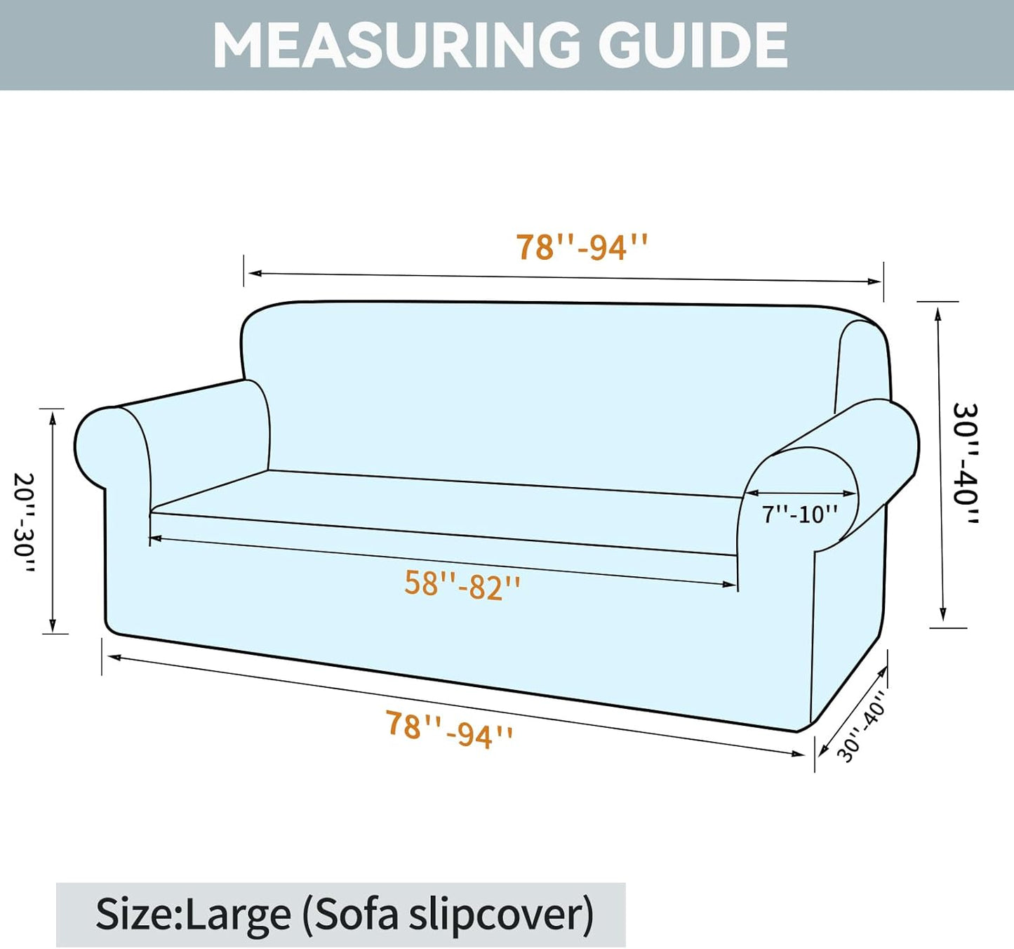 LURKA Stretch Sofa Slipcovers Couch Covers for 3 Cushion Couch Sofa Pet Friendly Non Slip Sofa Cover Washable Furniture Protector with Elastic Bottom (Large, Black)