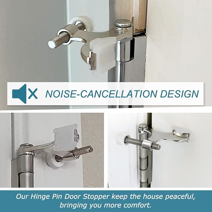 12 Pack Hinge Pin Brushed Nickel Door Stopper, Adjustable Heavy Duty Hinge Pin - Image 4