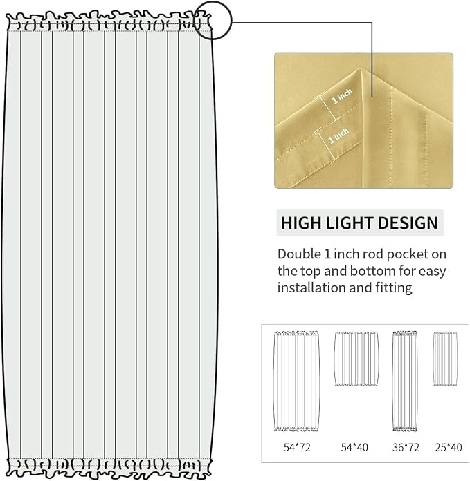 DWCN French Door Curtains – Rod Pocket Thermal Blackout Curtain - Image 3
