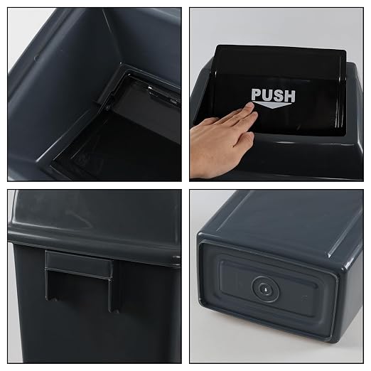 13 Gallon Plastic Swing Lid Trash Can, Outdoor Garbage Can, 4 Pack - Image 3
