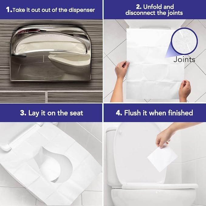 Disposable Toilet Seat Covers XL Half Fold Flushable – 400 Sheets - Image 6
