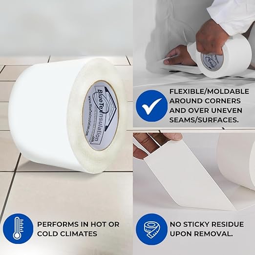 BlueTex Insulationㅤ3 Wide x 180' Long White Vapor Barrier Seam Tape - Image 5