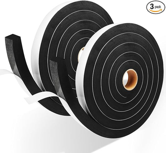 2 Rolls Foam Tape Weather Stripping Door Seal, Adhesive Closed Cell Weather by YIJUHOU