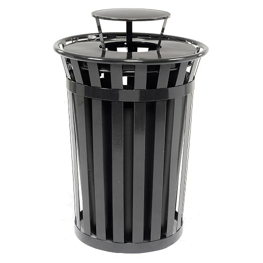 Global Industrial Heavy-Duty 36 Gallon Capacity Outdoor Metal Slatted Trash by GlobalIndustrial