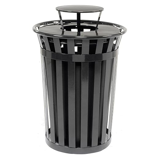 Global Industrial Heavy-Duty 36 Gallon Capacity Outdoor Metal Slatted Trash - Image 5