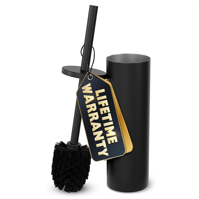 Black Toilet Brush and Holder Set by Novsix