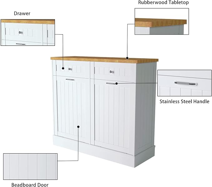 Betterhood Tilt Out Trash Cabinet 10 Gallon Wooden Free Standing Laundry Sorter - Image 5