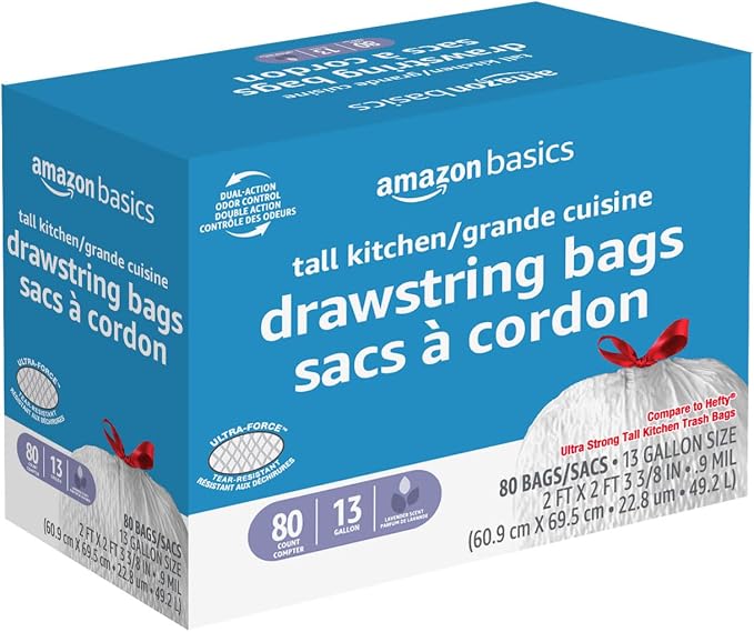 Amazon Basics Ultra-Force Tall Kitchen Drawstring Trash Bags, Lavender Scented - Image 2