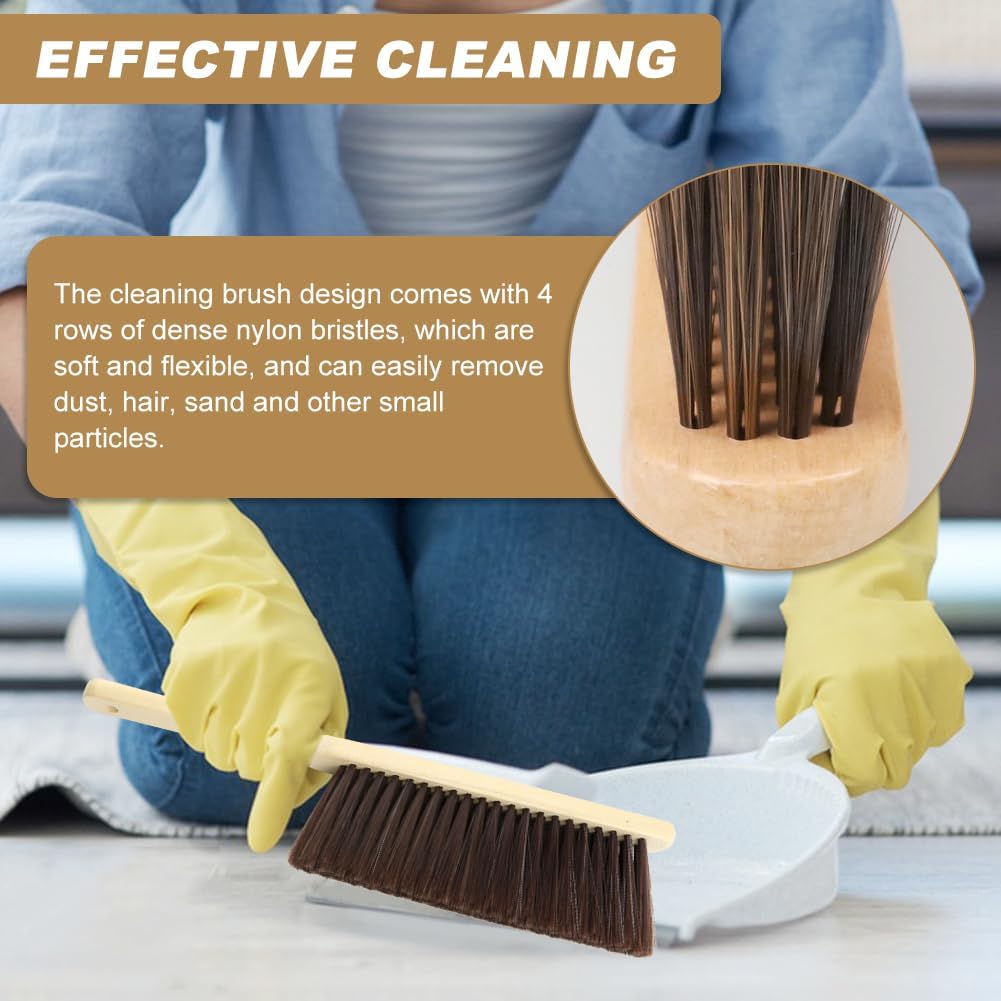 2 Piece Wooden Dust Brush, Hand Soft Bristle Broom with Lanyard for Counter Bed Sofa Car Fireplace Clothes Household Cleaning(2 pcs)