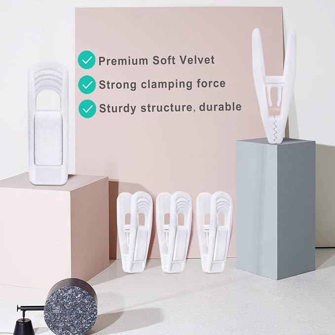 White Velvet Hangers Clips 40 PCS, Pants Hangers Velvet Clips Easily Add to - Image 7