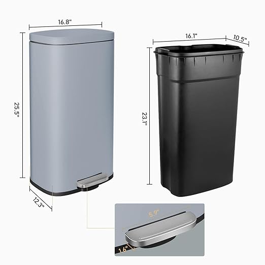 AthLike Trash Can, Stainless Steel Kitchen Garbage Can, Step Waste Bin - Image 6