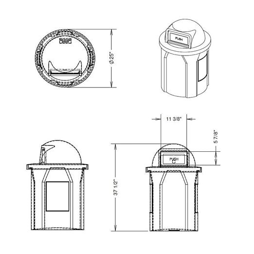 42 Gallon Circle 100% Recycled Plastic Heavy Duty Indoor or Outdoor Commercial - Image 8