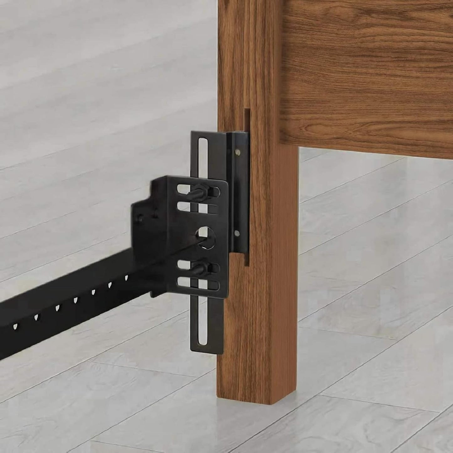 2Pcs #711 Bolt-On to Hook-On Bed Frame Conversion Brackets for Headboard or Footboard,Bed Hook Adapter kit with Hardware, Hook on Bed Rails Brackets(Black)
