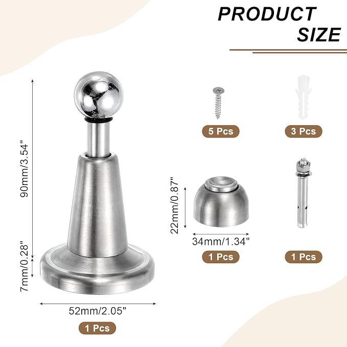 uxcell Magnetic Door Stopper, 304 Stainless Steel Magnetic Door Stop Catch - Image 2