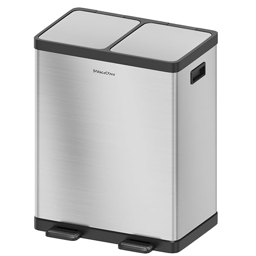 Kitchen Trash Can, 2 x 8 Gallon Dual Trash Can, Garbage Can by SolaceCove
