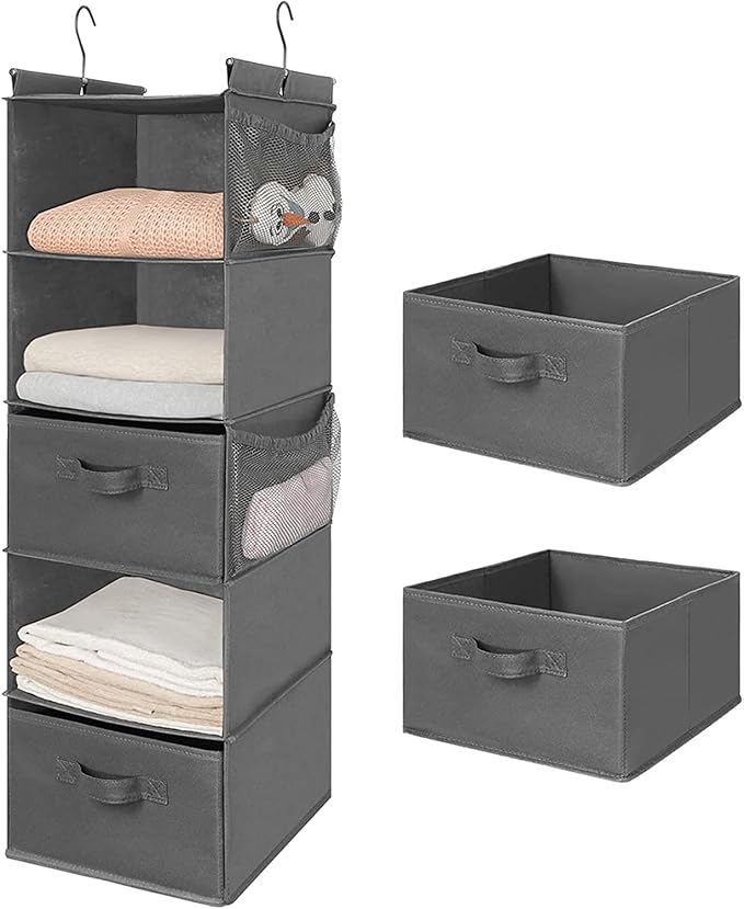 MAX Houser 5 Tier Shelf Hanging Closet Organizer, Cloth Hanging Shelf by MAXHouser