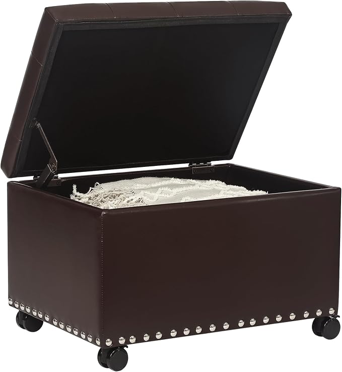 Leather Storage Ottoman Bench