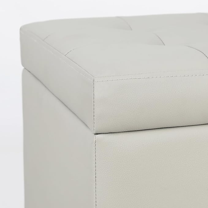 Adeco 18" PU Storage Ottoman, Upholstered Square Faux Leather Foot Rest - Image 5