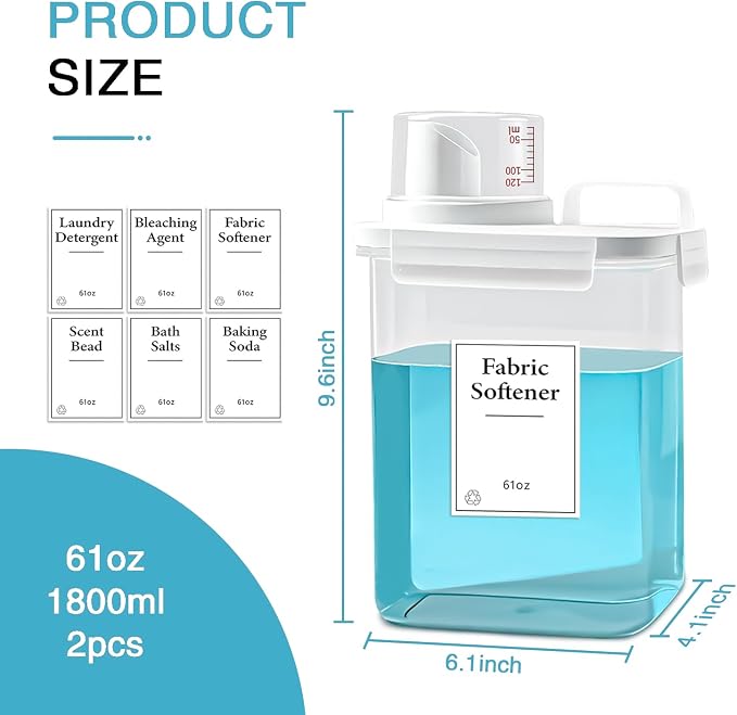 3 Pack Laundry Detergent Dispenser, 61oz Laundry Soap Dispenser, Refluxable - Image 4