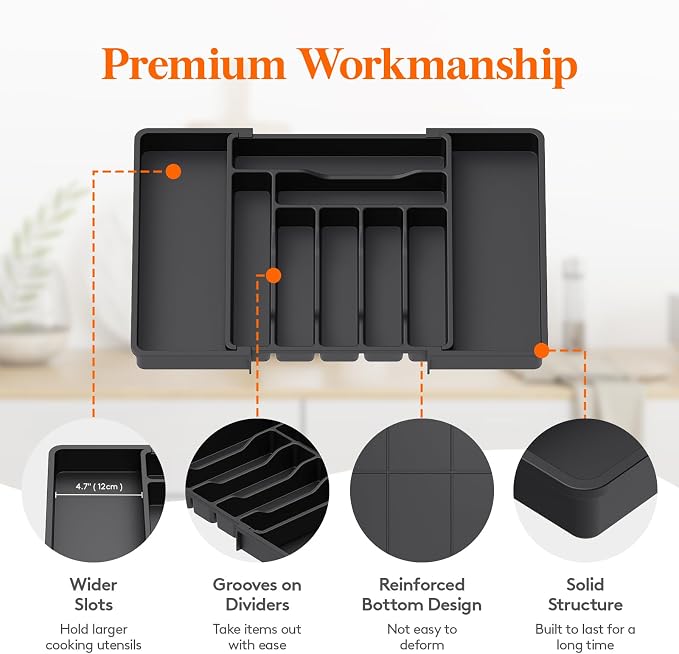 Lifewit Silverware Drawer Organizer, Expandable Utensil Organizer - Image 4