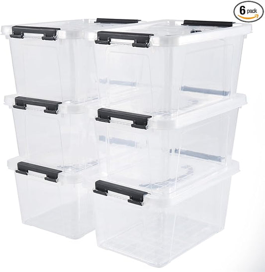 6 Quart Plastic Stackable Storage Latch Bins by Eslite