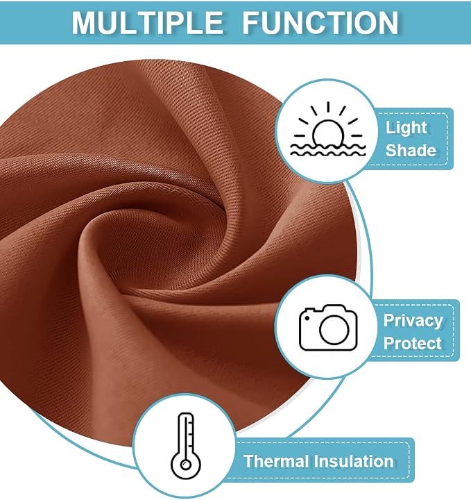 RYB HOME Orange Short Curtains Blackout, 45 inch Durable Cafe Curtains Room - Image 7