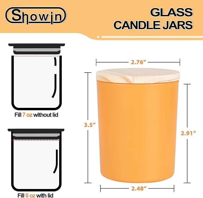 SHOWIN Thick Candle Jars for Making Candles 12 Pcs, 7 OZ Empty Jars - Image 2