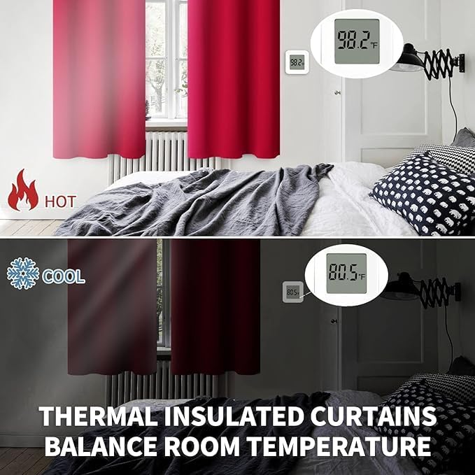 BGment Red Blackout Curtains 36 Inches Length - Image 4