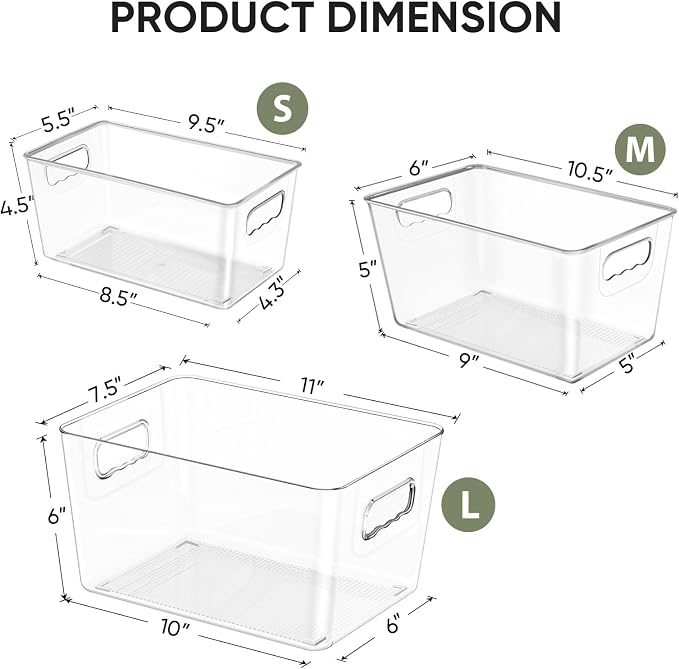 BALEINE Clear Plastic Storage Bins, Pantry Organization, BPA Free Stackable - Image 3