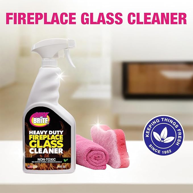 Quick N Brite Fireplace Glass Cleaner 24oz, Nonabrasive Cleaning Spray - Image 5