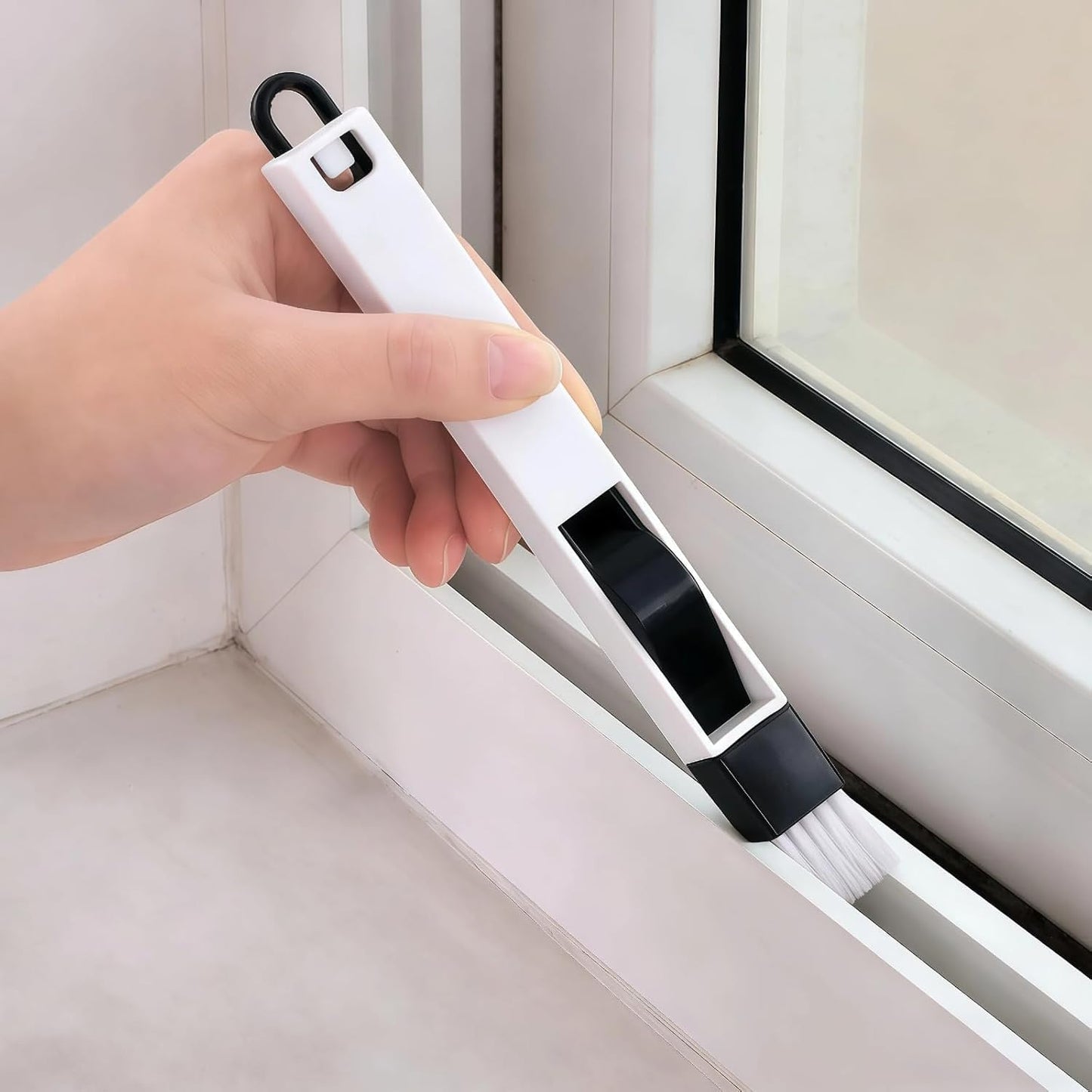 1pc Multi-Purpose Cleaning Brush with Dustpan, Manual Gap Slot Brush for Keyboard, Blinds, Door Sill, Sliding Tracks