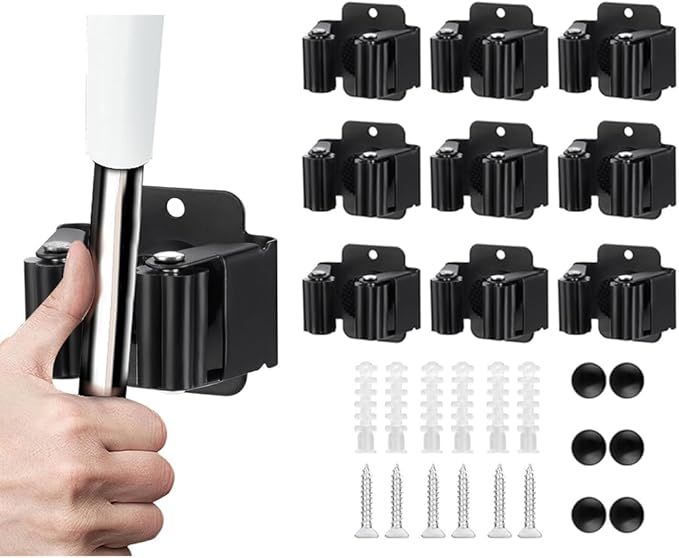 9PCS Broom and Mop Holder, Heavy Duty Garden Tool Organizer Rack Rake and by JAMEND+CLXP